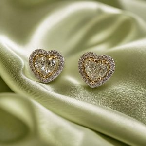KORLOFF Bicolor DIAMONDS Hearts EARRINGS