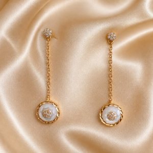 KORLOFF Long Round Drop DIAMONDS EARRINGS